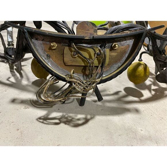 Antique Tole Painted Lemons Wall Sconces Solid Brass 4 Light - Picture 5 of 6